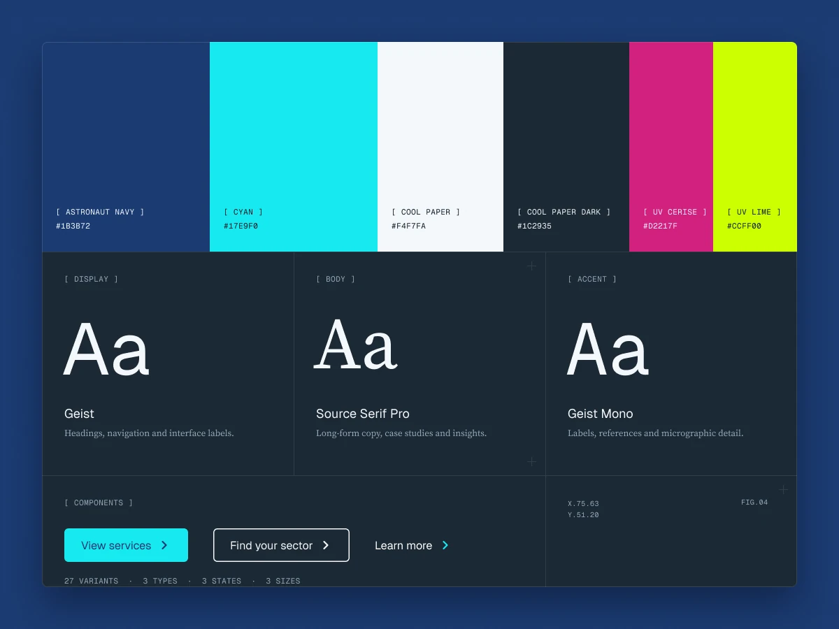ForenSys colour palette, typography and button styles